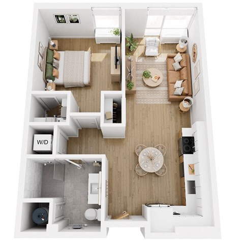 Apartments in Lancaster | a 1 bedroom floor plan with a bathroom and a living room